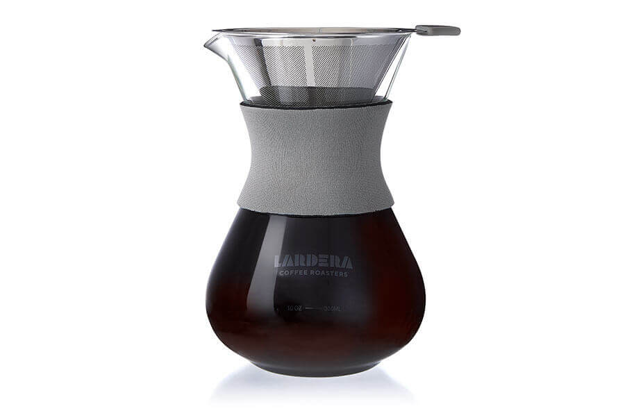  Lalord Pour Over Coffee Maker with Stainless Steel Filter,  Borosilicate Glass Coffee Carafe, Modern Wooden Collar, Coffee Maker  Carafe, Hold 2 Cups, 400 ml/13.5 oz, Clear : Home & Kitchen